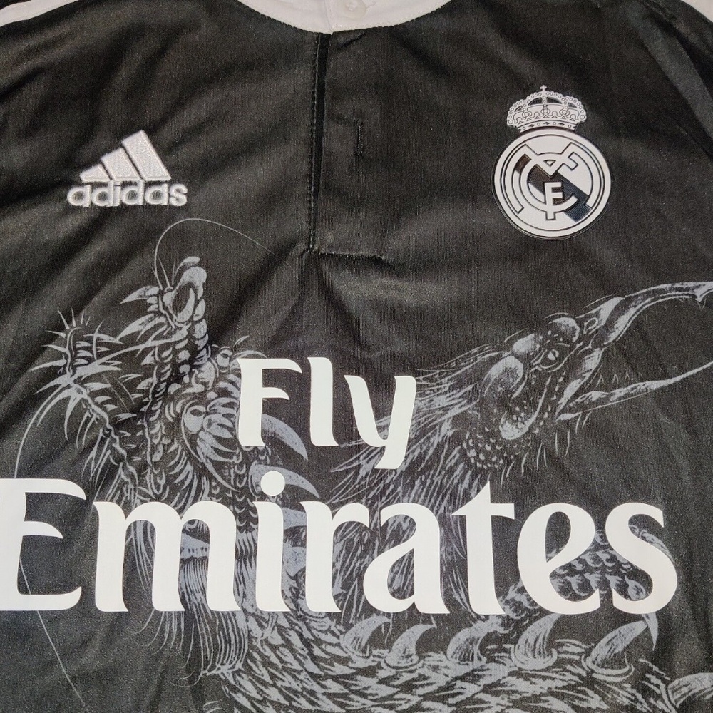 Ronaldo 2014/15 Real Madrid Black Dragon Third Long Sleeve Jersey Size L Men NWT - Picture 4 of 11